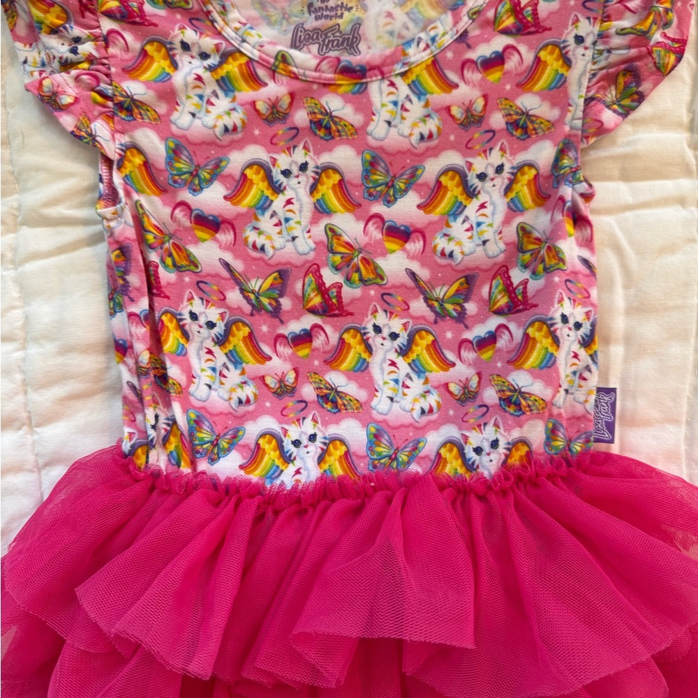 Lisa Frank Angel Kitty Ruffled Cap Sleeve Tulle Skirt Bodysuit (2T) - Picture 3 of 5
